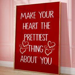 Póster Corazón Romántico Autoamor Cita estética de moda