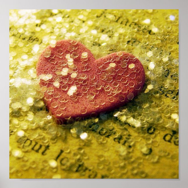 Póster Corazón rosa y Purpurina (Frente)