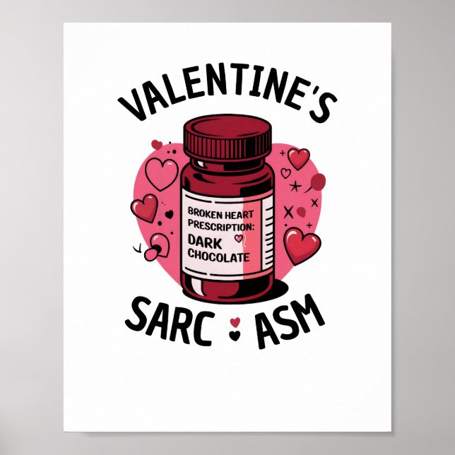 Póster Corazón roto Rx Oscuro Chocolate Editable Valentin (Frente)