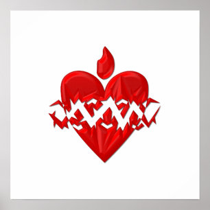 Póster corazón sagrado "tridimensional" de Jesús