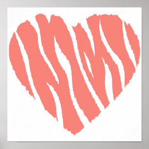 Póster Corazón salvaje rosado coralino