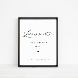 Póster Corazón Script Amor es dulce Favor Boda Rótulo