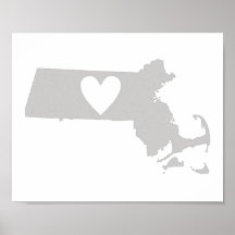 Corazón silueta del estado de Massachusetts