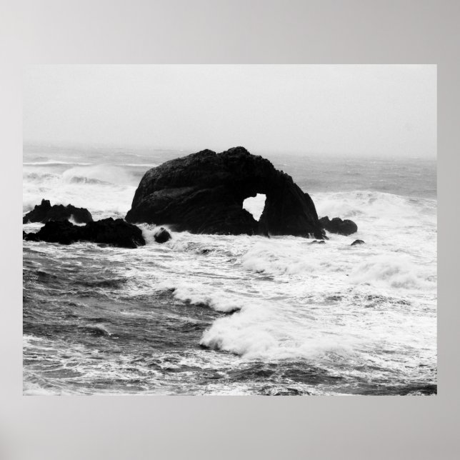 Póster Corazón sobre las rocas en el océano (Frente)