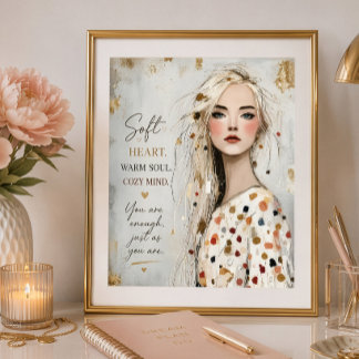 Póster Corazón Suave Alma Cálida Mente Acogedora
