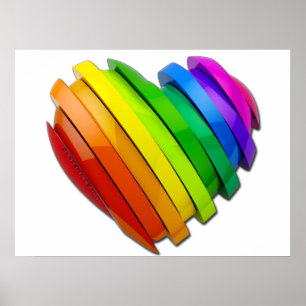 Póster Corazón tridimensional escultural de SlipperyJoe b