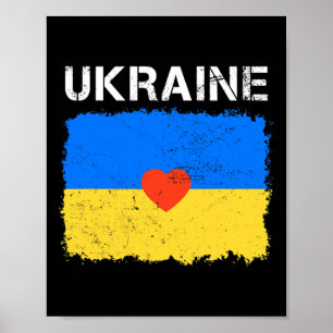 Póster Corazón Ucrania Me mantengo con Ucrania Bandera uc