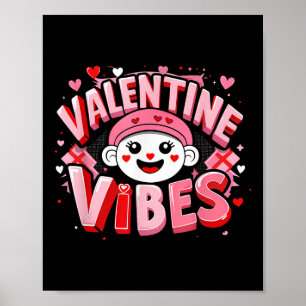 Póster Corazón Valentine Vibes Groovy hombres controlados