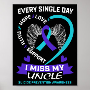 Póster Corazón Verde azulado Púrpura Miss Mi Tío Concienc
