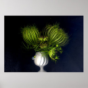 Póster Corazón verde en negro