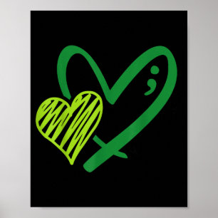 Póster Corazón Verde Punto y coma Conciencia sobre la Sal