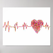 Corazón y electrocardiograma; colorido