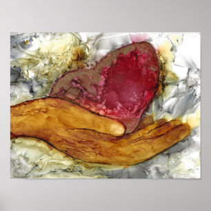 Póster Corazón y mano 13 x 10"