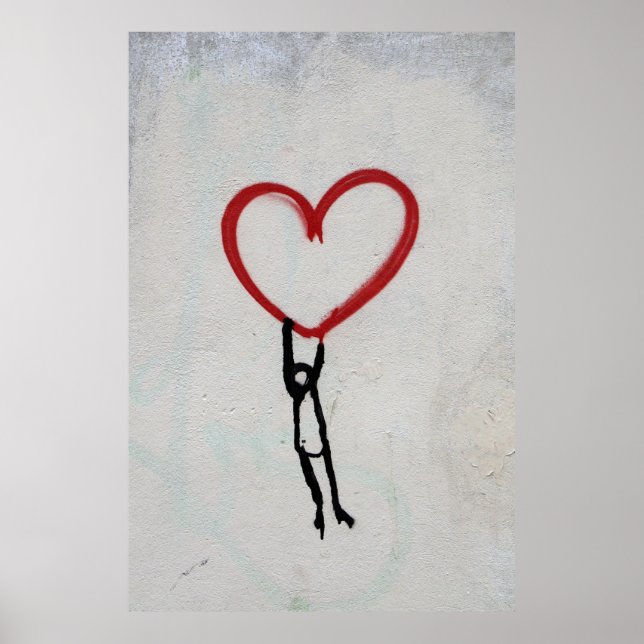 PÓSTER CORAZÓN Y PALO HOMBRE GRAFFITI WALL STREET ART (Frente)