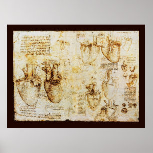 Póster Corazón Y Sus Vasos De Sangre , Sepia Canvas