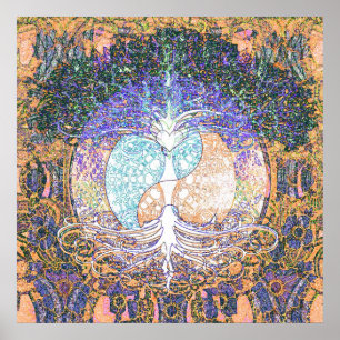 Póster Corazón, yin yang, árbol de la vida de Amelia