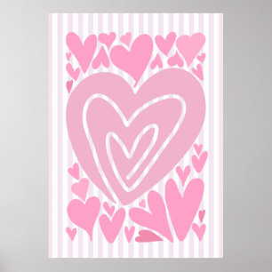 Póster Corazones abstractos rosados