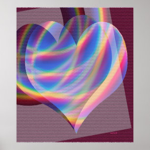 Póster Corazones arcoiris