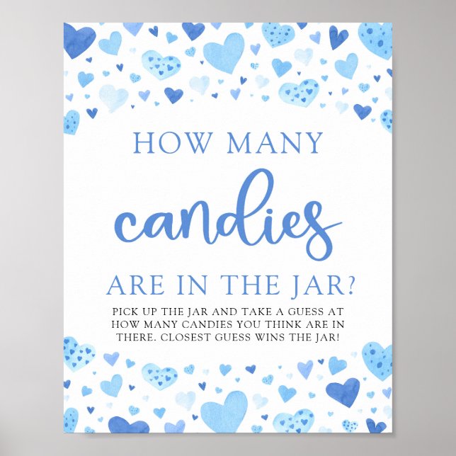Póster Corazones Azules Cute Valentine Cuántos Juegos de  (Frente)