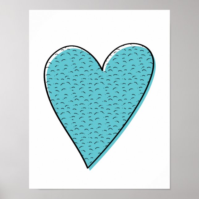 Póster Corazones azules pelados poster de los niños (Frente)
