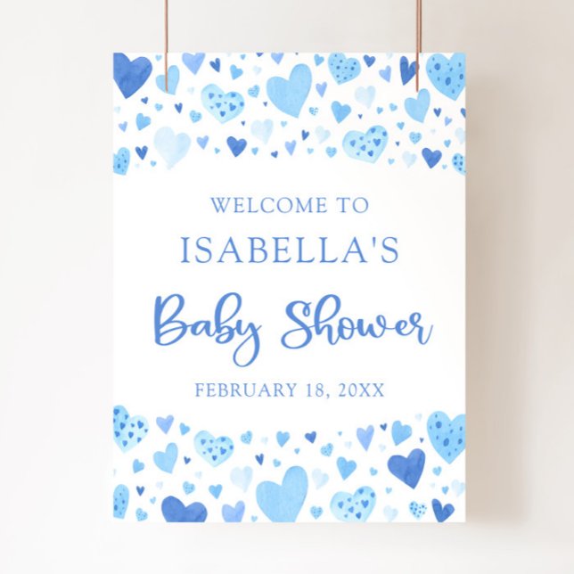 Póster Corazones azules San Valentín Baby Shower (Subido por el creador)