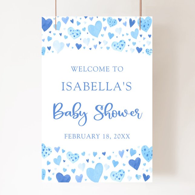 Póster Corazones azules San Valentín Baby Shower (Subido por el creador)
