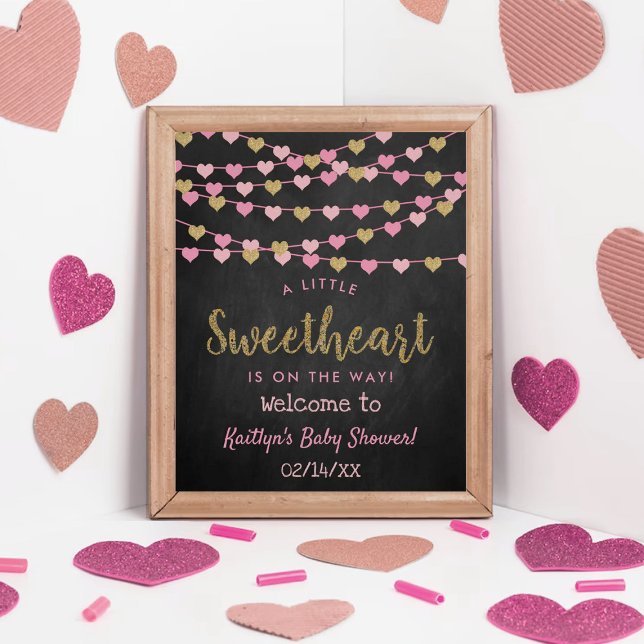 Póster Corazones de amor colgantes Bienvenida Baby Shower (Subido por el creador)