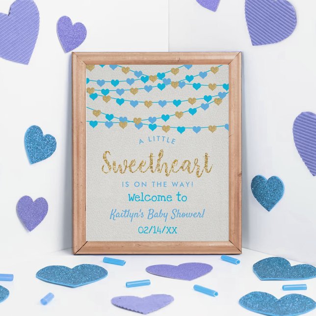 Póster Corazones de amor colgantes Bienvenida Baby Shower (Subido por el creador)
