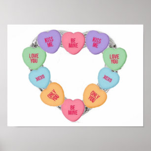 Póster Corazones de amor de caramelo para cartel