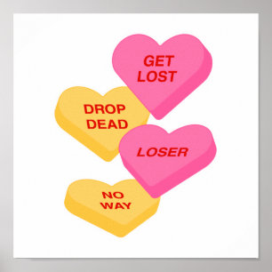 Póster corazones de caramelos anti-vday