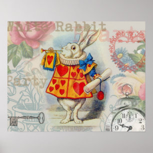 Póster Corazones de Conejo Blanco Alice Clásico