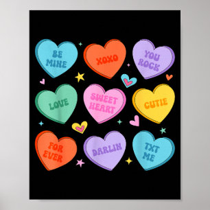 Póster corazones de día de San Valentín dulces ser valent