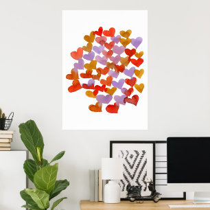 Póster Corazones de fusión - retro