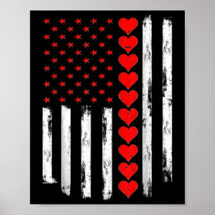 Póster Corazones de la bandera estadounidense de los niño