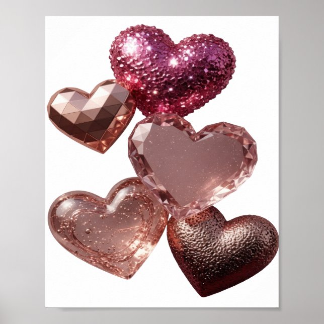 Póster Corazones de plata limpios de AMOR (Frente)