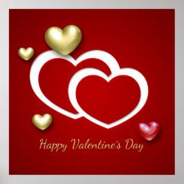 Póster Corazones de San Valentín Rojo Moderno