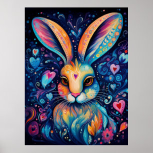 Póster Corazones de sueño de San Valentín: conejo de dood