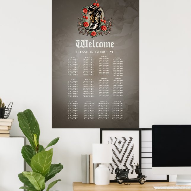 Póster Corazones de vaquero: Un poema de botas y flores (Oficina en casa)