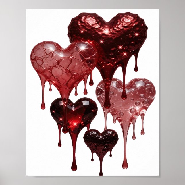 Póster Corazones de vidrio de plata Snappy (Frente)