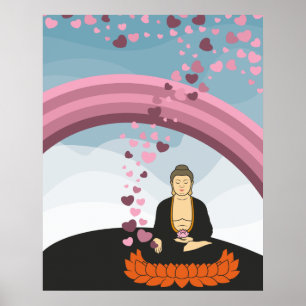 Póster Corazones del amor de Buda