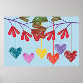 Póster Corazones del Árbol Colgante