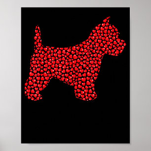 Póster Corazones divertidos amantes de perros Westie Aman