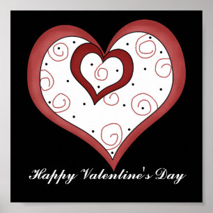 Póster Corazones dobles D1 - Personalizable Rótulo/Poster