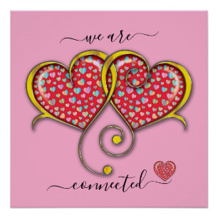 Póster Corazones entrelazados personalizados elegantes dí