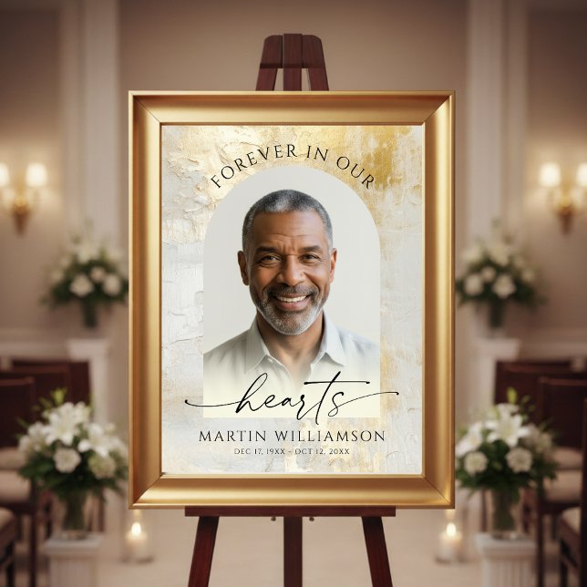 Póster Corazones eternos elegantes Foto guion oro Funeral (Subido por el creador)