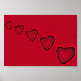 Póster Corazones fractales en una romántica cascada escar
