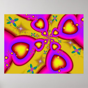 Póster Corazones fractales flotantes