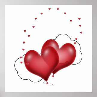 Póster Corazones globos con corazones pequeños