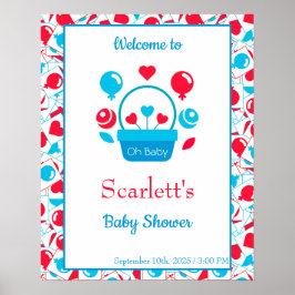 Póster Corazones, globos y cesta del corazón