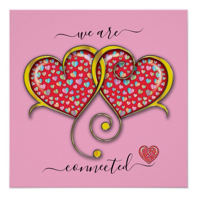 Póster Corazones interbloqueados Personalizado elegante D (Anverso)